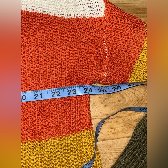 Cato Women's White/Orange/Gold/Green Knit Sweater w/ Fringe Size 18/20W - Picture 5 of 8